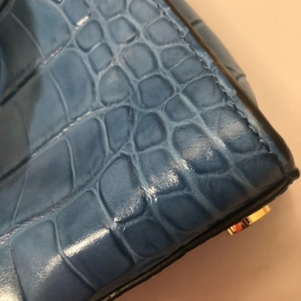 Michael Kors blue embossed leather dillion bag